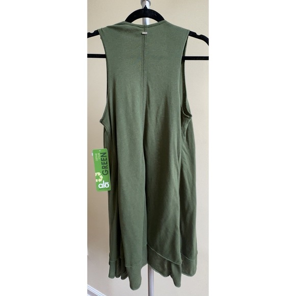 NWT ALO SPORTS Yoga Cover-up Vest Open Front Organic Cotton Size S Army Green - Picture 2 of 9